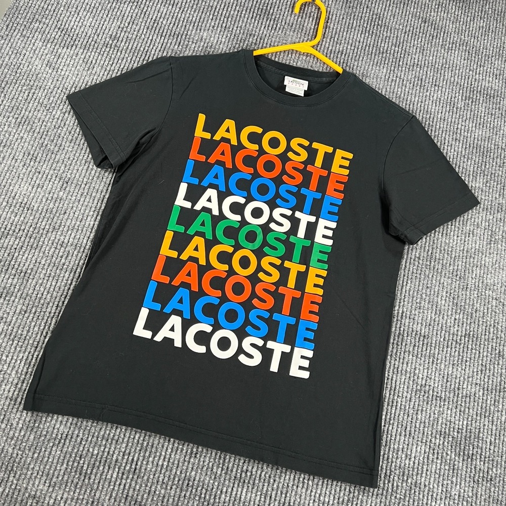 Lacoste Sport T Shirt Mens Small Black Graphic Short Sleeve Cotton Casual